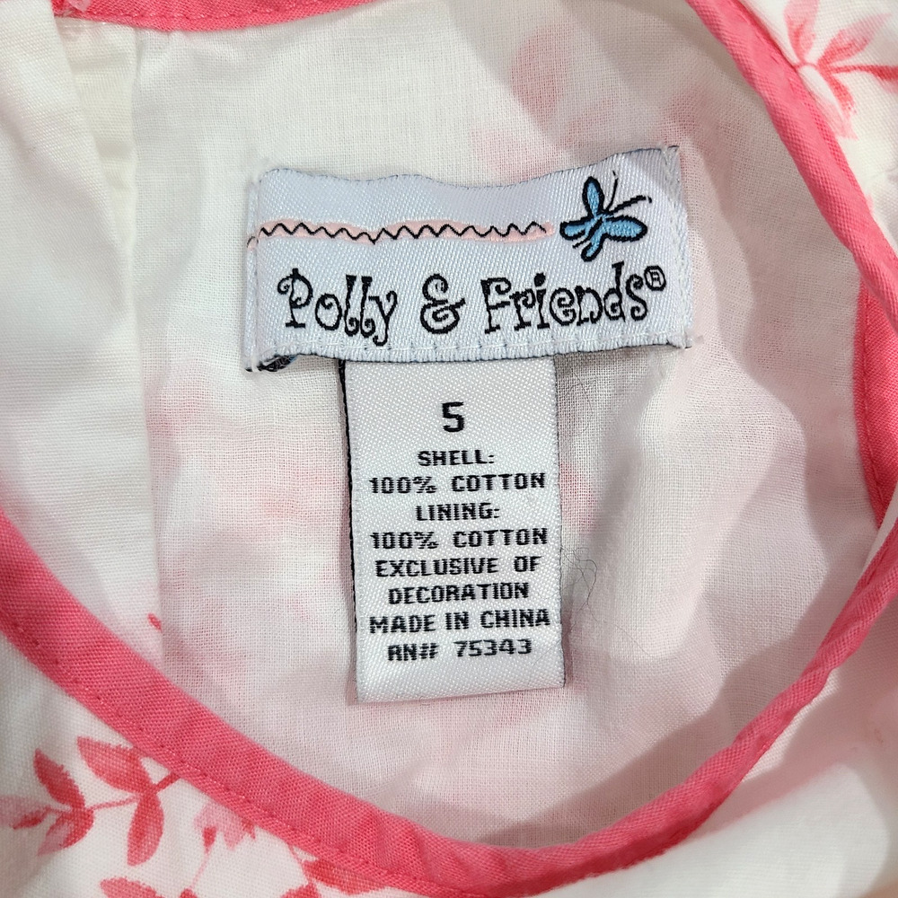 Polly & Friends Girls Pink White Floral Sequin Dress Tule Layered Skirt Size 5 - Picture 10 of 11